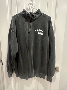 Comfort Colors Charcoal Quarter-Zip Sweatshirt with "Made for MORE" Print